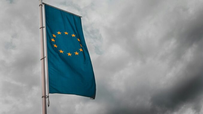 European Union flag illustrating the release of the bloc's first draft of regulatory guidance for general-purpose AI models in the EU that could set a legal benchmark for artificial intelligence regulations around the world.