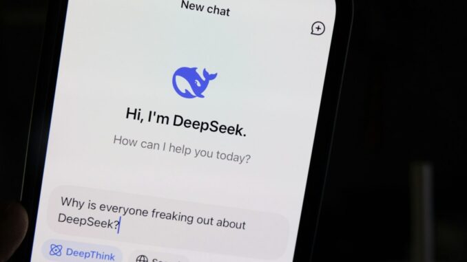 Photo of the DeepSeek AI app as the Chinese artificial intelligence startup aiming to achieve AGI announces plans to open-source its repositories and research amid privacy concerns.